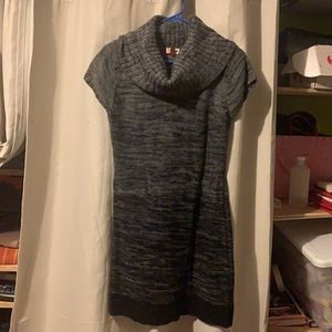 Grey Turtleneck Sweater Dress